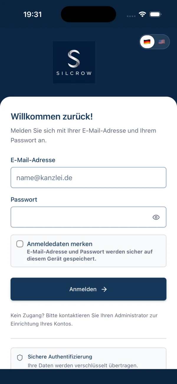 Aktuelle native SILCROW Mobile App ohne personenbezogene Daten